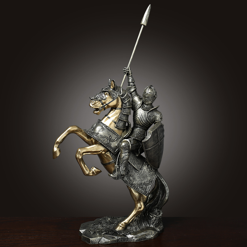 北欧创意骑士铠甲摆件客厅酒柜办公室装饰马摆设开业礼物商务高档