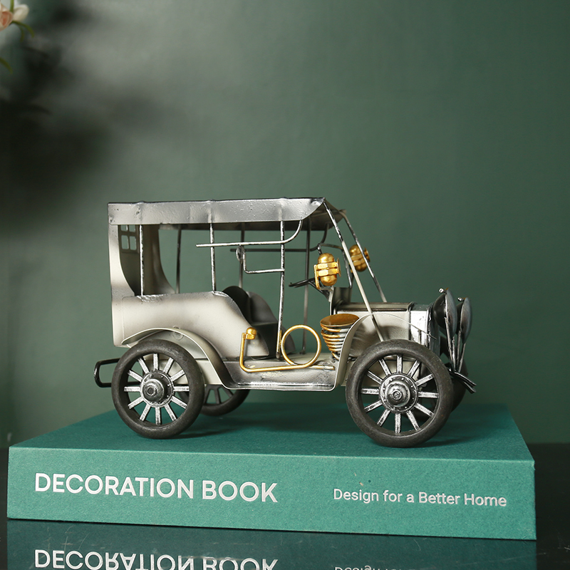 美式铁皮汽车模型复古怀旧老爷车玩具 创意儿童房酒柜装饰品摆件