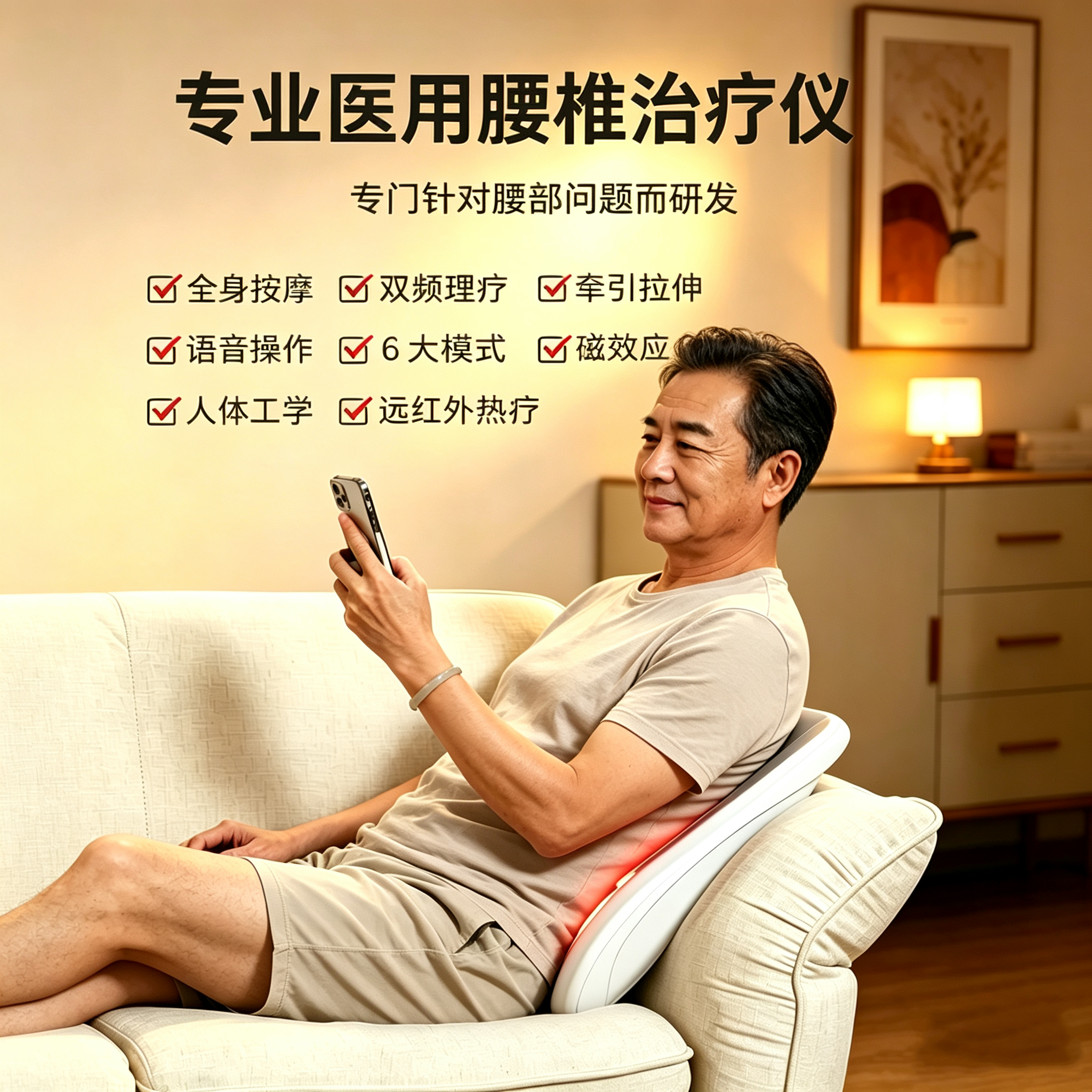 腰椎间盘突出理疗按摩仪医用级加热腰部按摩器电动按腰颈椎神器