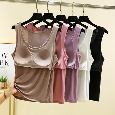 莫代尔带胸垫吊带背心