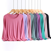 外穿秋衣 T恤女士内穿圆领宽松莫代尔打底衫 加肥胖mm200斤大码 长袖