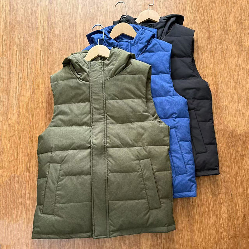 户外运动跑步羽绒马甲秋冬男子防风防水无袖保暖连帽外套