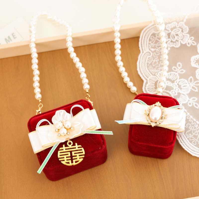 婚礼宠物送戒指盒子首饰包装盒对戒空盒珍珠项链求婚装饰项圈