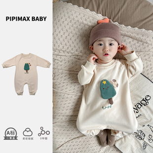 宝宝超萌韩范外出哈衣 装 新款 pipimax婴儿卡通连体衣服初早春秋季