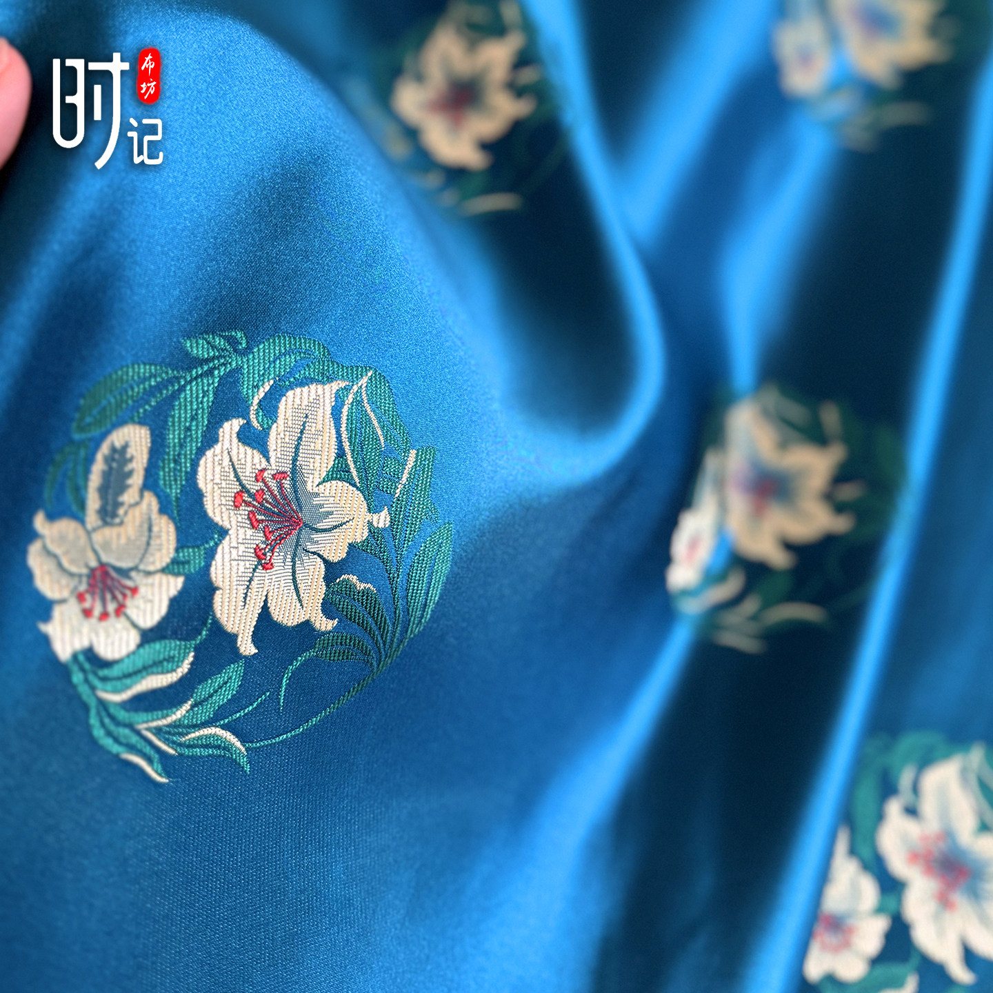 布坊仿丝重工仿刺绣花卉马甲面料蓝色丝绸布料高端定制手工diy,居家布艺,海绵垫/布料/面料/手工diy,淘宝优惠券,粉丝福利购,淘宝优惠卷