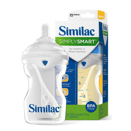 美国正品Similac雅培Simplysmart宽口智能奶瓶奶粉瓶237ml环保