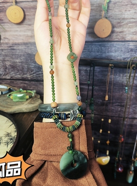 孤品一物一图天然和田玉和氏璧平安扣吊坠多宝项链女款毛衣带证书