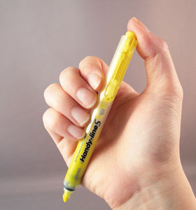 Pentel SXS15 按动式荧光笔 自动荧光笔 按压式荧光笔 黄色荧光笔