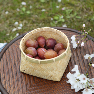 酒店手工竹编小筐桌面茶几零食瓜子干果茶点糖果收纳盒小果盘竹篓