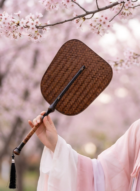 手工竹编筇竹芭蕉扇团扇复古汉服百搭长柄舞蹈扇古风夏季纳凉蒲扇