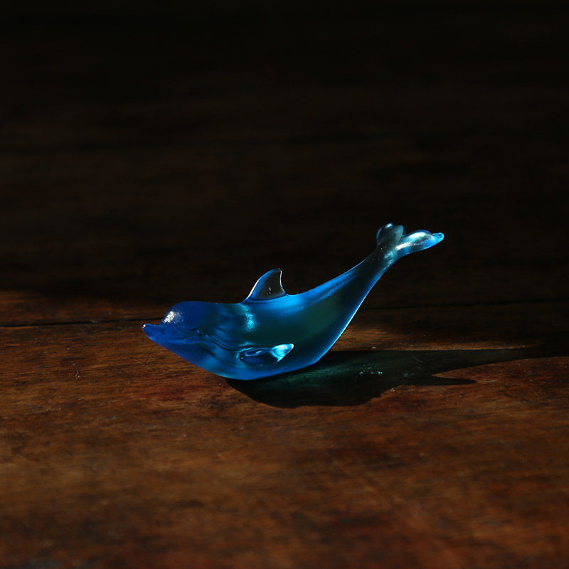 小蓝鲸琉璃搁置茶宠摆件 琉璃搁置摆件 茶则架子 茶道配件道具