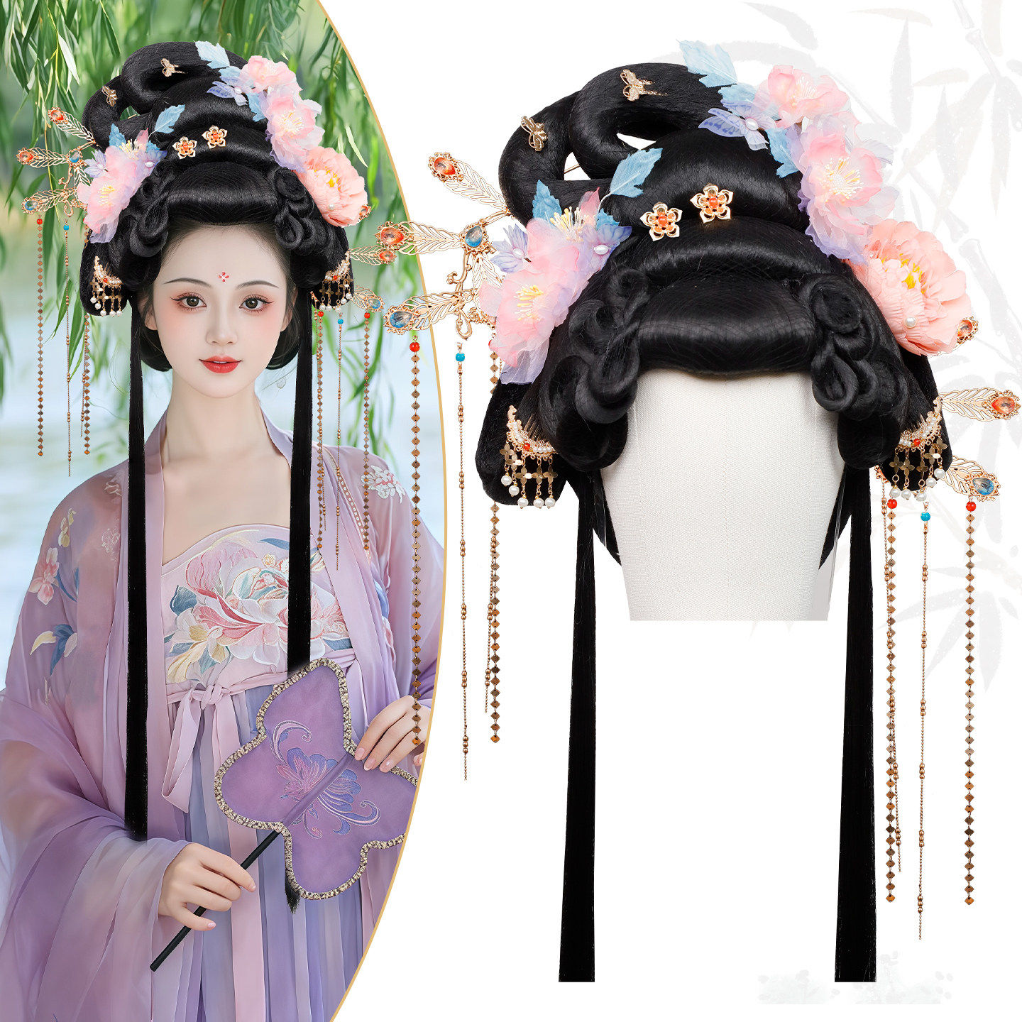 古风汉服假发一体懒人全包头套