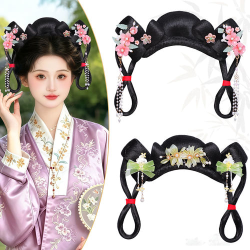 汉服国风樱花绢花免编发发包