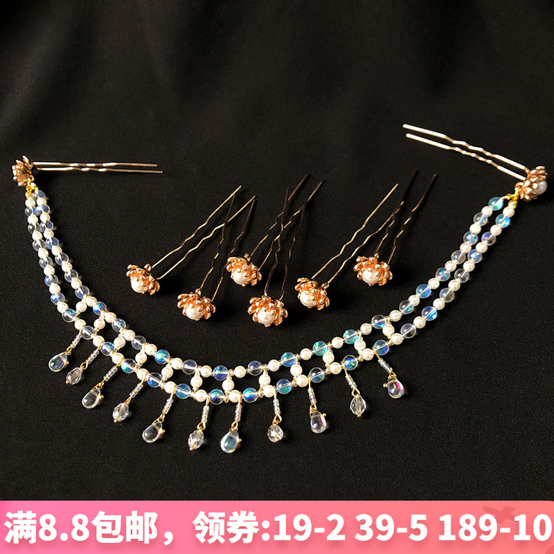汉服头饰古风超仙发饰新款古代简约中国风发箍眉心坠古装配饰品女