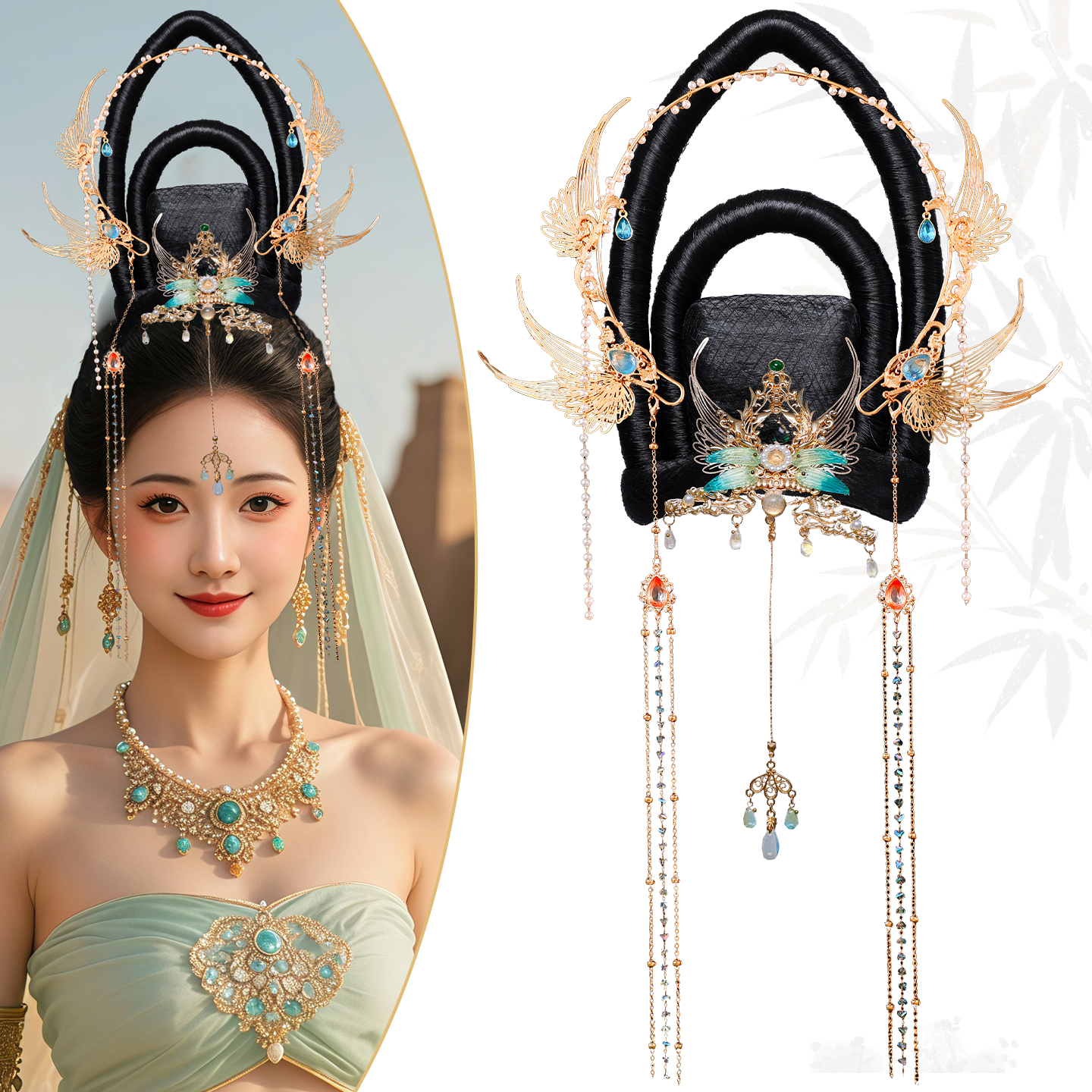 古风汉服敦煌异域风飞天假发