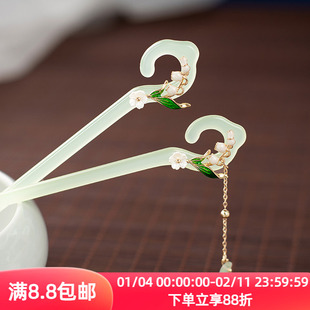 古风素雅发簪子简约现代仿玉醋酸簪古装汉服配饰品日常女盘发发钗