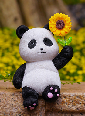 熊猫一举夺魁花园花盆装饰摆件