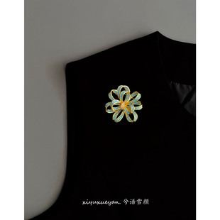 高档精致蓝松石千千结胸针轻奢小众设计大衣领口配饰气质百搭礼物