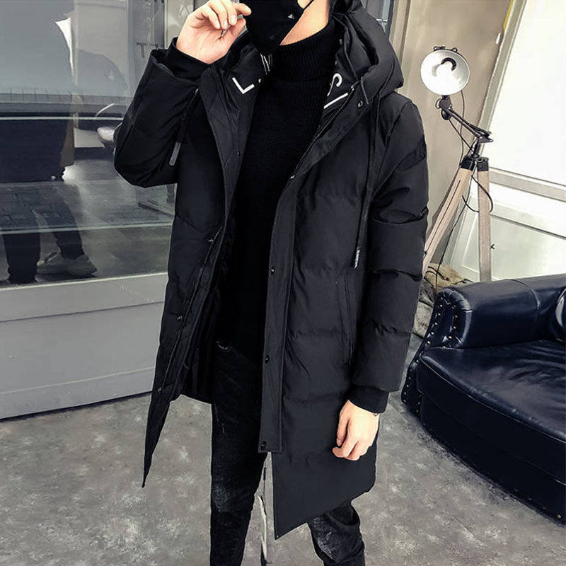 男士新品羽绒棉服中长款加厚棉衣青年韩版冬装保暖外套连帽男棉袄