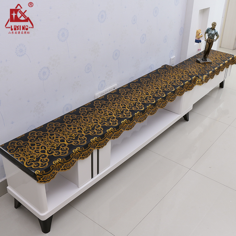 欧式风烫金免洗防水pvc鞋柜桌布