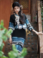 2026 New style batik Miao ethnic costume, female Tujia ethnic minority travel photography, Miao Xinjiang girl performance costume and photography costume thumbnail 5