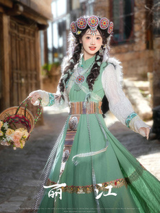 新款纳西族服装女云南丽江少数民族服饰摩梭族成人披星戴月旅拍服