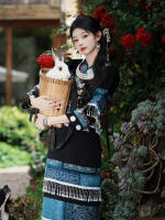 2026 New style batik Miao ethnic costume, female Tujia ethnic minority travel photography, Miao Xinjiang girl performance costume and photography costume thumbnail 3