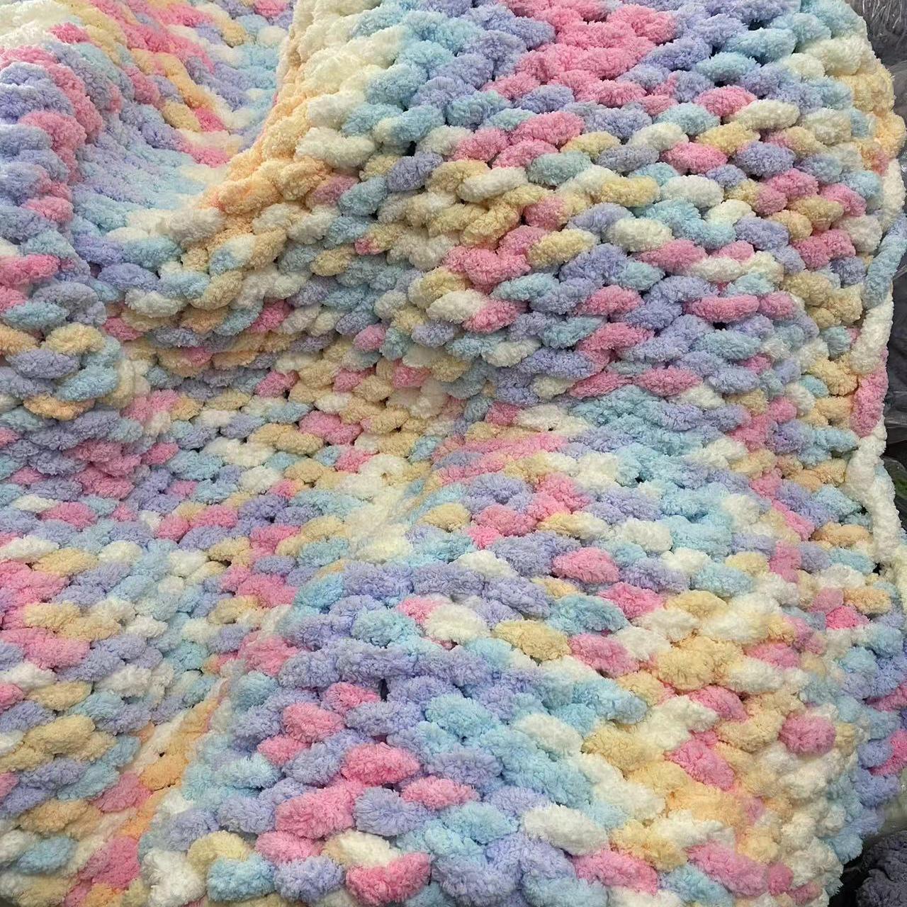 成品毛线手工编织毯子毛毯北欧粗线盖毯沙发毯子球球盖毯成品