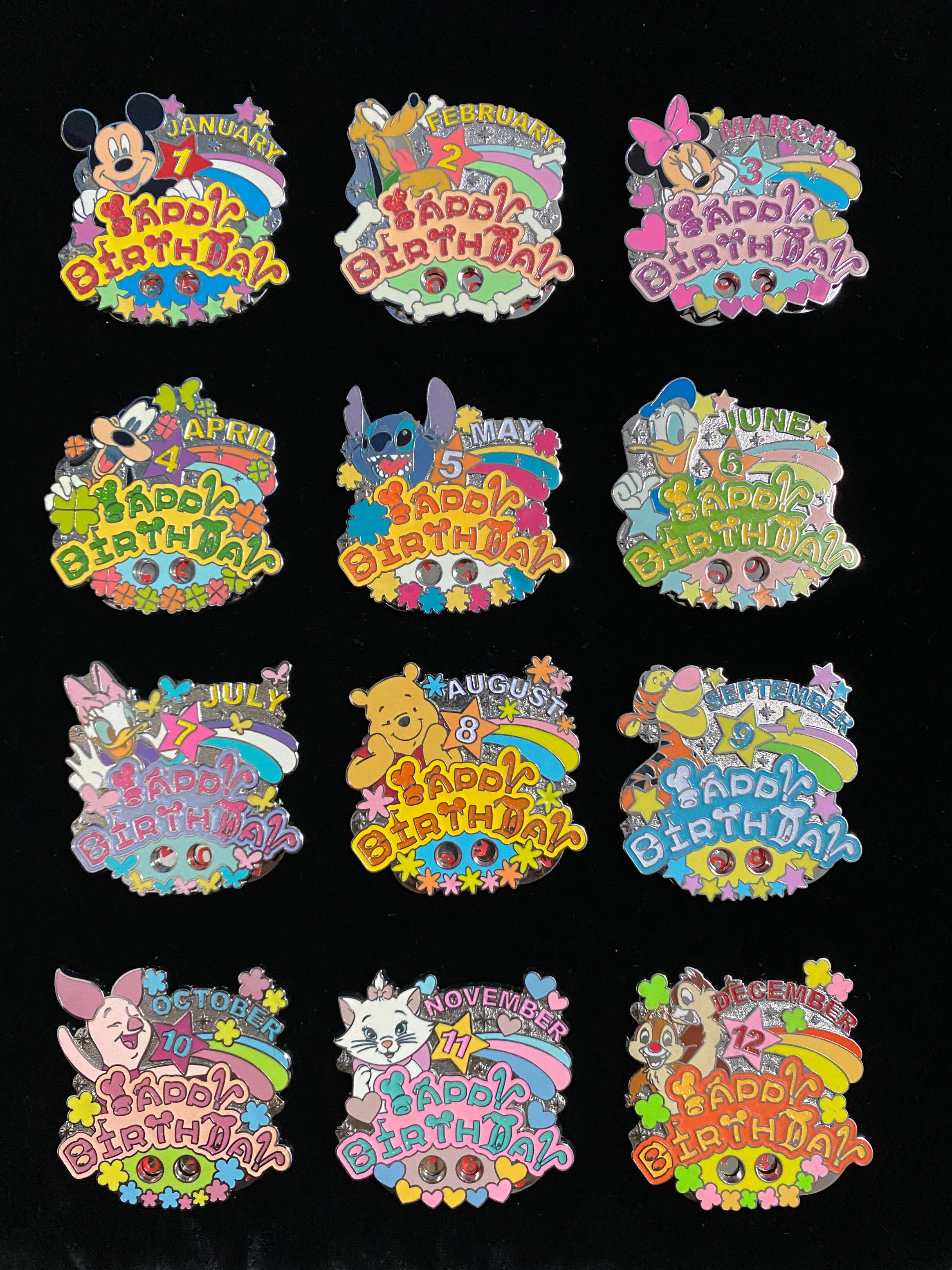 现货上海迪士尼徽章生日月份数字米奇2016年老款动漫胸针保真推荐