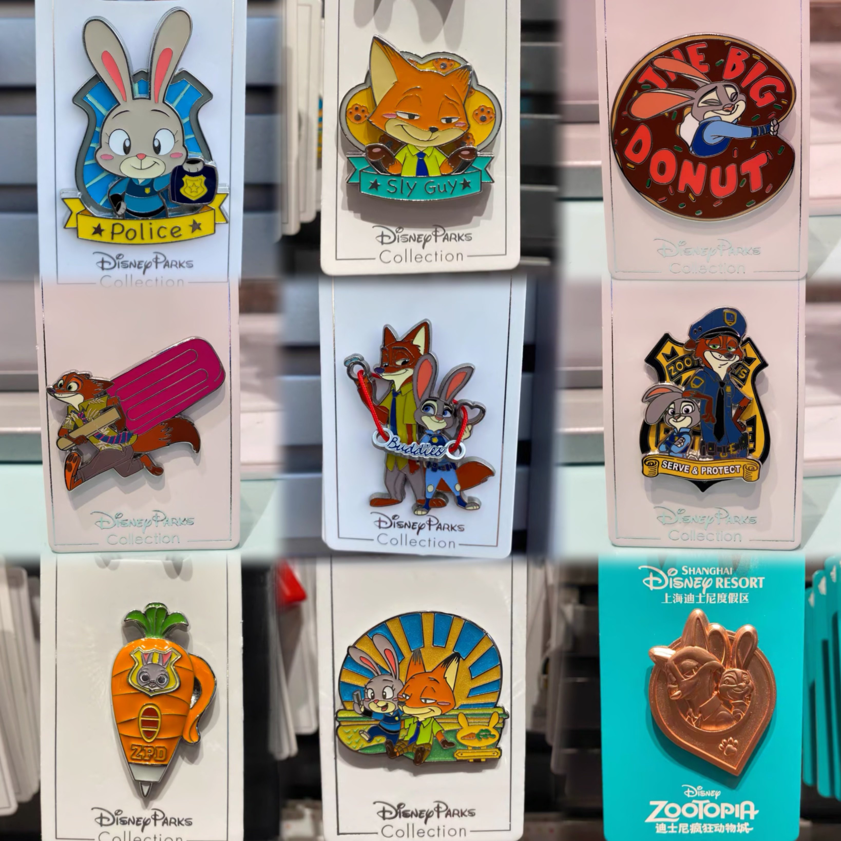 代购上海迪士尼徽章疯狂动物城尼克朱迪卡通动漫胸针新款推荐保真