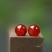 天然玛瑙杏红纽扣10mm扣子孔2mmDIY旗袍唐装 纽扣汉服配饰精致C223