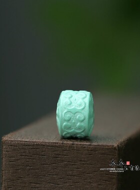 天然绿松石祥云雕花车轮桶珠