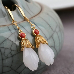 粉丝福利。限量。天然白玉兰花耳坠国风新中式穿搭耳饰气质高级女