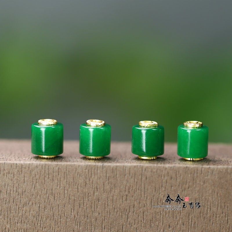 天然玉石干青翡翠桶珠路路通DIY