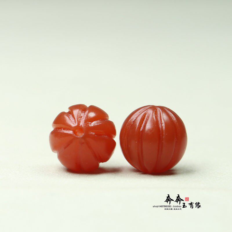 一颗价。纯天然红南瓜珠玛瑙14mm散珠DIY水晶隔珠手链饰品配件B70