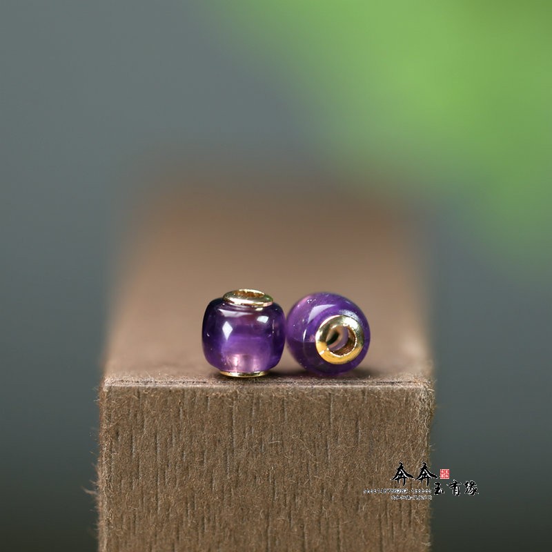 天然紫水晶镶嵌贴片桶珠6*7mm孔2mm路路通DIY手链项链玉串饰A181