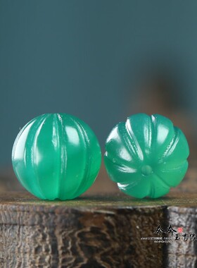一颗价。天然绿玛瑙南瓜散珠14mm配饰DIY文玩佛珠手串手链配饰B69