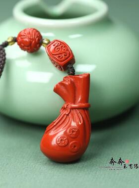 天然朱砂彩绘手绘钱袋子配件