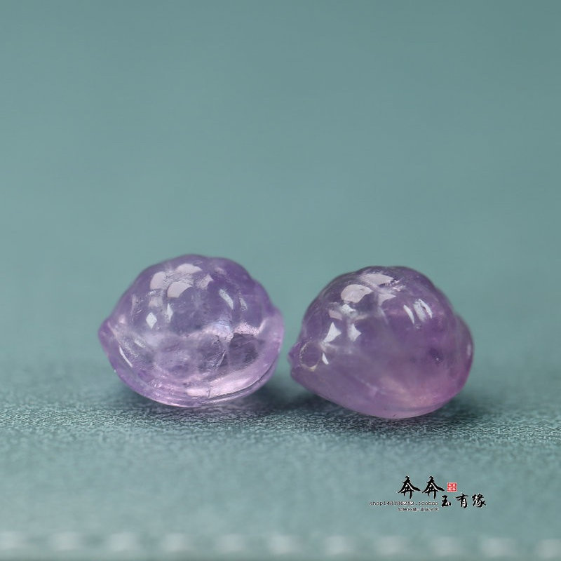 紫水晶11*12mm龟甲一方雕刻珠子