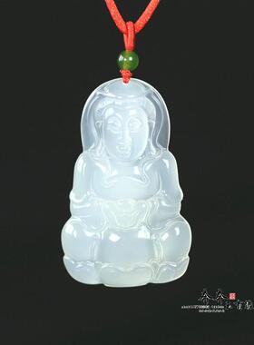 天然白玉观音吊坠项链
