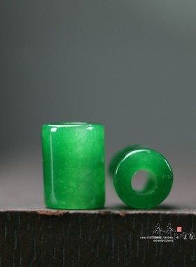 天然干青翡翠7*10mm孔3mm阳绿色桶珠路路通DIY手链项链玉配饰C83