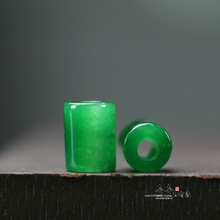 天然干青翡翠7 10mm孔3mm阳绿色桶珠路路通DIY手链项链玉配饰C83