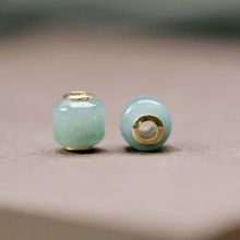 天然A货翡翠桶珠大孔7mm冰蓝水配珠配饰手串项链手链隔珠散珠C202