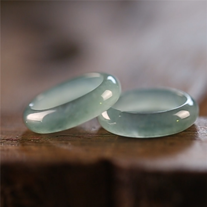 【蓝水戒指】天然翡翠A货玉戒子冰晴油绿玉指环新中式手饰显白C66
