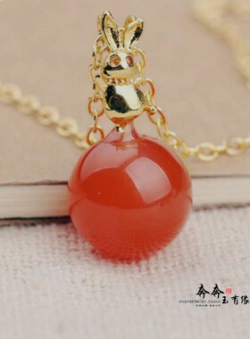 天然南红圆珠项链10mm玉吊坠