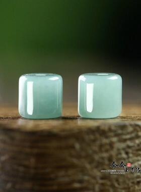 两颗价。天然蓝水翡翠A货5*5mm桶珠隔珠DIY玉手链串珠项链配饰B41