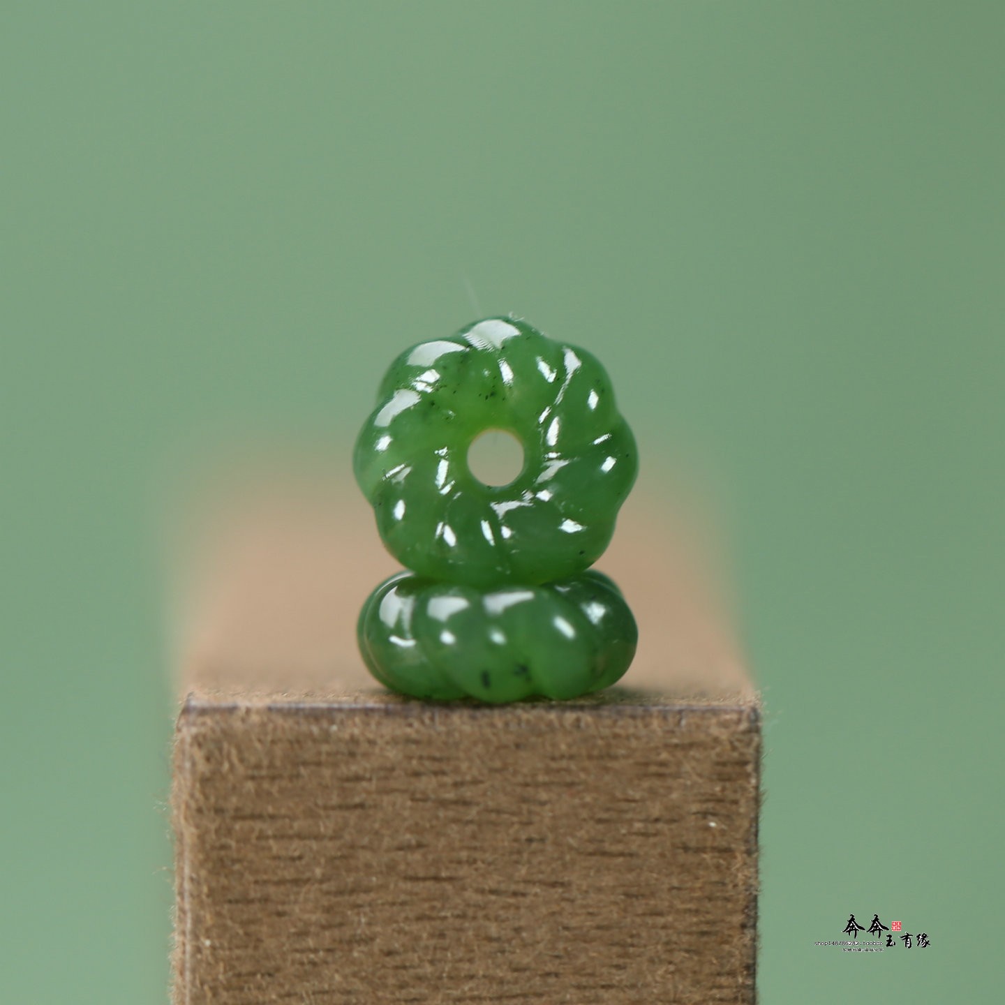 纯天然和田玉碧玉13mm菠菜绿麻花圆环玉环DIY吊坠手链配饰Y233