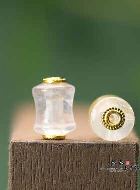 天然粉晶竹节珠9*13mm镶孔2mm