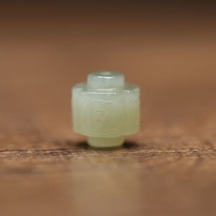 纯天然和田玉转经轮手工雕刻工艺品珠宝黄金文玩10*11mm配件Y102