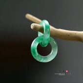 纯天然原矿冰绿飘花独龙玉平安双环扣14 3mmdiy中式 项链耳坠J181
